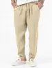 Men Cott Linen Pants Men's Autumn New Fi andningsbar fast färg Comfort Comfort Jogging Fitn Streetwear S-3XL 25I4#