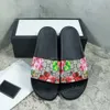 Designer sandals luxury slippers rubber slides floral print women men slipper flat bottoms flip flops fashion beach shoes