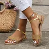 Womens Flat Sandals 2024 Summer Summer Nove Sole مع أحذية رومانية ماء لم يكن متعبًا 240326