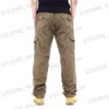 Pantalons pour hommes Pantalon cargo décontracté pour hommes, fermeture éclair, multi-poches, tactique militaire, droit, ample, salopette masculine, taille élastique, T240326