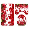 Badmatten 3D-geprinte bloem Douchegordijn Deksel Wc-afdekking Antislip Badkamermat Set Voet Valentijnsdagcadeau