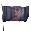 Akcesoria Gray Deer Flag Forest Wildlife Animal Flags Lawn Lawn Outdoor Decoration Poliester z mosiężną dziurką dla kobiet Prezenty