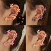 Ear Cuff Ear Cuff Multi color sequin shimmering powder butterfly ear clip without perforations for womens ear clip fashion jewelry Y240326