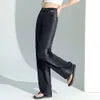 Xin Ge Black Gray Straight LegJeans for Womens 2024 New Narrow Edition High Waist Heavenly Silk Draping Gradient Floor Sweepingパンツ