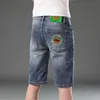 Mens jeans luxe ontwerper schoonheid geborduurde bijgesneden jeans heren shorts shorts slanke coton stretch croped pants zomer dunne Europese stijl