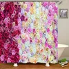 Rideaux de douche Rideau coloré fleurs fraîches impression florale 3D imperméable polyester décoration de la maison avec crochets