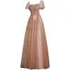 Golden Evening Dress Bubble Sleeves Princess Solo Performance 2024 New Banquet Walk Womens Spring