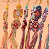 Charm Bohemian Tassel Woven rostfritt stålörhängen Fashionabla handgjorda bomullstråd Långa örhängen lämpliga för kvinnors strandresor smyckenc24326