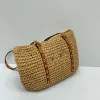 Designer Grass Beach Bag Fashion Mesh Hollow Woven Summer Grass Bag Black Apricot Summer Rafia Semester Stora kapacitet shoppingväska