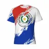 カスタム名Nunber Paraguay Flag Color Men Tight Sports Tシャツ女性ティーサッカーフットボールファンr9RE＃