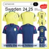 Suécia 2024 Euro Cup Soccer Jersey IBRAHIMOVIC 2025 Seleção Sueca 24 25 Camisa de Futebol Kit Conjunto Casa Amarelo Fora Azul Marinho Uniforme Masculino LARSSON hotsoccer