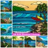 Stitch Abstract Beautiful Landscape of Hawaii Islands 5d Ab Diamond Målning strandhavscape Surfing Cross Stitch Mosaic Home Decor