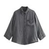 PB ZA Camicia in lino con decorazione tascabile avanzata all'inizio dell'autunno Set di pantaloni casual a vita media sottile 240312