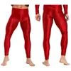 mens Glossy Leggings Semi-through Skinny Pants Solid Color Trouser for Yoga Exercise Running Fitn Sports Workout Swimming 98aw#