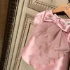 Etnische kleding Bloemenmeisje Witte Jurk Kinderen Verjaardag Doop Jurken Voor Kinderen Elegante Strik Jurken Meisjes Feestkleding Jurk Baby Drop Otbg0