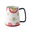 Kubki 1PC w stylu duszpasterska ręcznie malowana kubek do picia 700 ml ceramiczne mleko z kubka