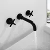 Zlew łazienkowy krany luksusowe mosiężne kran montowany na ścianie nowoczesny design zimny basen z myciem Wysokiej jakości Lavabo Tap Gold Black