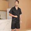 Pyjamas pour hommes à manches courtes d'été en soie de glace vêtements pour hommes cardigan mince décontracté d'été pour hommes peut être porté comme un ensemble de vêtements pour la maison T4Hz #