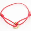 Bracelet rétro designer pour femmes, bijoux en acier inoxydable, ruban rouge, chaîne à lacets, 3 boucles en métal, haut de gamme, haute qualité, zl192