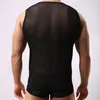 Homens camisetas Homens Sexy Singlet Malha Sheer Camisa Transparente Tops Roupa Interior Exótico Pijamas Net Camiseta Undershirts 2024 Marca