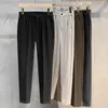 Gmiixder Leichte Luxus-Wollhose für Herren, gerades Rohr, lockere knöchellange Hose, Herbst-Winter, poliert, lässig, elegant, Hose f3Wn #