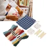 Knitting 30pcs Weaving Cards Set Lightweight Portable Tablet Loom Cards with Embroidery Thread for DIY Crafts Scarf Tool Kit