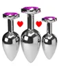 3pcsSet Multicolor Smooth Massager Anal Beads Crystal Jewelry Heart Butt Plug Stimulator Women Sex Toys Dildo Metal Anal Plug273S4141065