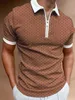 Herr t-shirts 2023 mens smala fit argyle tryck polo skjorta män vintage polo skjortor varumärke män kort-slad skjorta sommarkläder t240325