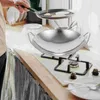 Casseroles petites casseroles cuisine ustensiles de cuisine ménagers en acier inoxydable Wok poêle en métal pour avec poignée plaque chauffante