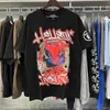 Hellstar camiseta diseñador camisetas camiseta gráfica ropa ropa hipster tela lavada Graffiti callejero Letras estampado de lámina Vintage Negro Ajuste holgado talla grande fd6