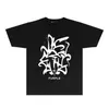 자주색 브랜드 TSHIRT 디자이너 남성과 여성용 PUR043 초록 스케치 인쇄 짧은 슬리브 티셔츠 고품질 트렌디 한 Tshirt 크기 S-XXL