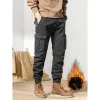 Nieuwe Multi-Zakken Winter Cargo Broek Mannen Fleece Voering Dikke Warme Slim Fit Joggers Streetwear Casual Cott Thermische Broek H05w #