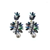 Dangle Earrings Exquisite Charm Cubic Zirconia Leaves Earring Jewellery Delicate Chic Imitated Pearl Jewelry Korean Fashion Accessories