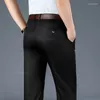 Pantalon d'été Ultra-fin pour hommes, vêtement d'affaires décontracté, Anti-rides, sans fer, taille haute, droit, élastique