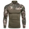 Nouveaux hommes Camoue Vêtements militaires tactiques Chemise de combat Assault LG manches T-shirt serré Costume de l'armée b8Eb #