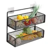 Kitchen Storage Minimalist Hanging Fruit Rack Holder Cabinet Basket Black Farmhouse