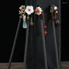 Haarspeldjes Retro Vrouwen Ebbenhout Kwastje Stepping Stick Haarspeld Chinese Stijl Handgemaakte Accessoires Hanfu Hoofddeksels Bloemvork