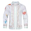 Koszula Casablanca Painted Malowidełka olejna, wysokiej klasy drapowana w kwiatowej podróży swoboda luźna jedwabna koszula z długim rękawem, cienki styl