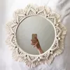 Macrame Wall Mirror Boho Round Mirrors Art Home Room Decor for Apartment Living Room Bedroom Baby Christmas Decoration Gift 240318