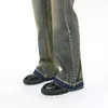 noymei Vintage Style Fiable 2024 Spring New Denim Flare Pants Nicchia Indossata Sfumatura di colore Gamba larga Jeans Uomo WA3737 i5ZE #