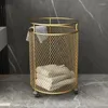 Sacs à linge léger luxe El panier en métal grand fer rangement pour enfants maison Ins vêtements de salle de bain moderne