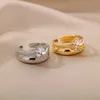 Bandringe Damen herzförmiger Ring vergoldet verstellbarer Edelstahlring 2023 Trend Luxus Hochzeitspaar Schmuck Anillos Mujer J240326