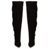 Classic Black Suede Pointed Toe Buttons Decor Thin Heels Tube Slip On Knee High Boots Women Fashion Run Way Long Botas Size 46