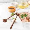 Cucharas de café YO-4 Uds cuchara de madera mango largo cucharas de madera redondas para mezclar agitar sopa té helado para cocinar en la cocina