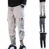 мужские брюки с несколькими карманами на шнурке и плюшевой подкладкой, морозостойкие осенне-зимние бегуны, утолщенные брюки-карго с завязками на щиколотке для работы r2aD #