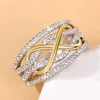 حلقات الفرقة Huitan Fashion Rings Infinite Love for Women Full Bling Iced Out Cubic Zirconia Wedding Compling Rings Fashion Jewelry J240326