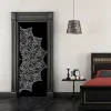 Adesivi Adesivi per porte Bohemian Mandala Pittura nera e dorata Carta da parati Yoga Soggiorno Camera da letto Interno di casa Decalcomania di arte Decorazione per porta