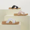 Sommarfärgsmatchning enkel korsmodjacka Bekväma damer sandaler och tofflor avslappnade och bekväma plattskor 240318