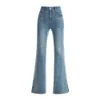 Xin Ge Side Split Micro Fleared Pants for Womens 2024 Summer New Pant Seams Hand Rub White Slim and Elegant Jeans