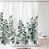 Duschgardiner Vattentät gardin med 12 krokar Färska blommor Blad Plant Printed Bath Polyester Cloth Badrumstillbehör